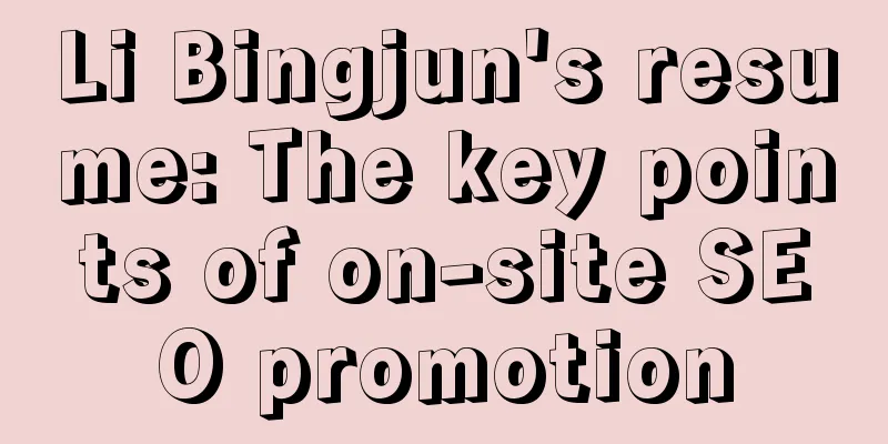 Li Bingjun's resume: The key points of on-site SEO promotion