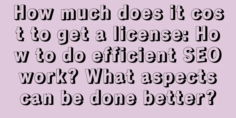 How much does it cost to get a license: How to do efficient SEO work? What aspects can be done better?