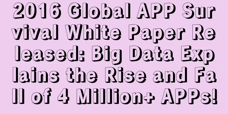 2016 Global APP Survival White Paper Released: Big Data Explains the Rise and Fall of 4 Million+ APPs!