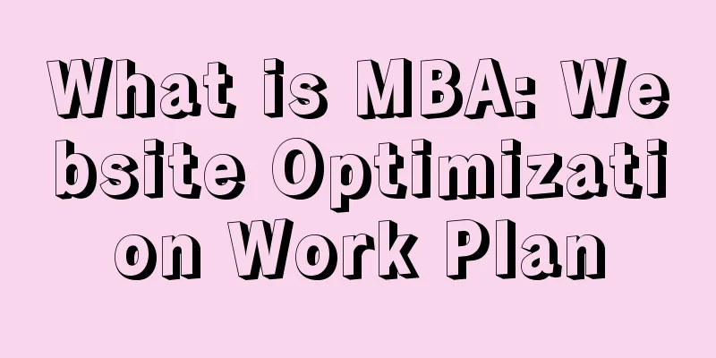 What is MBA: Website Optimization Work Plan