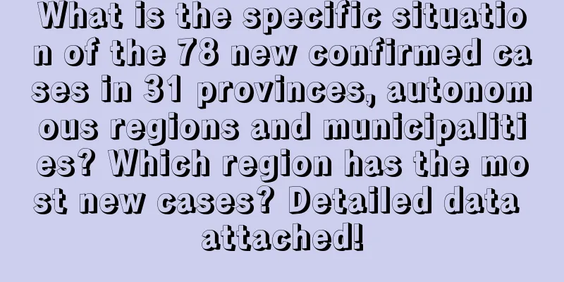 What is the specific situation of the 78 new confirmed cases in 31 provinces, autonomous regions and municipalities? Which region has the most new cases? Detailed data attached!