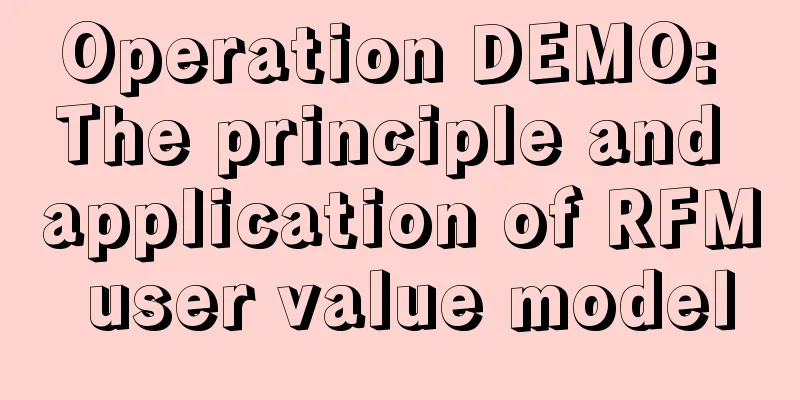 Operation DEMO: The principle and application of RFM user value model