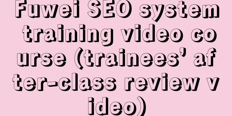 Fuwei SEO system training video course (trainees’ after-class review video)