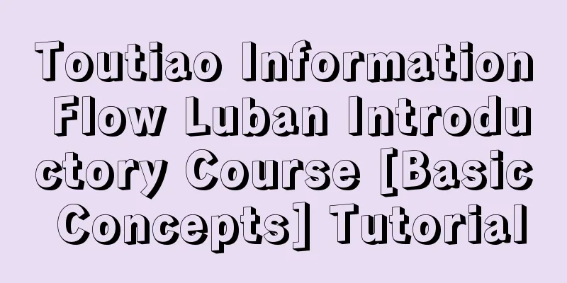 Toutiao Information Flow Luban Introductory Course [Basic Concepts] Tutorial