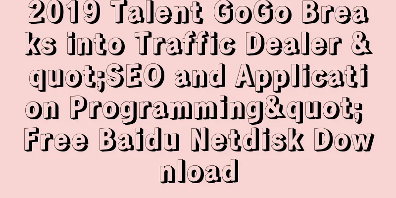 2019 Talent GoGo Breaks into Traffic Dealer "SEO and Application Programming" Free Baidu Netdisk Download