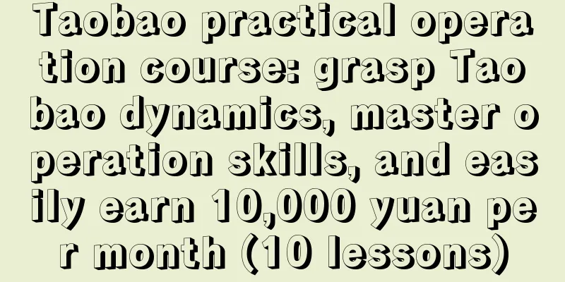 Taobao practical operation course: grasp Taobao dynamics, master operation skills, and easily earn 10,000 yuan per month (10 lessons)