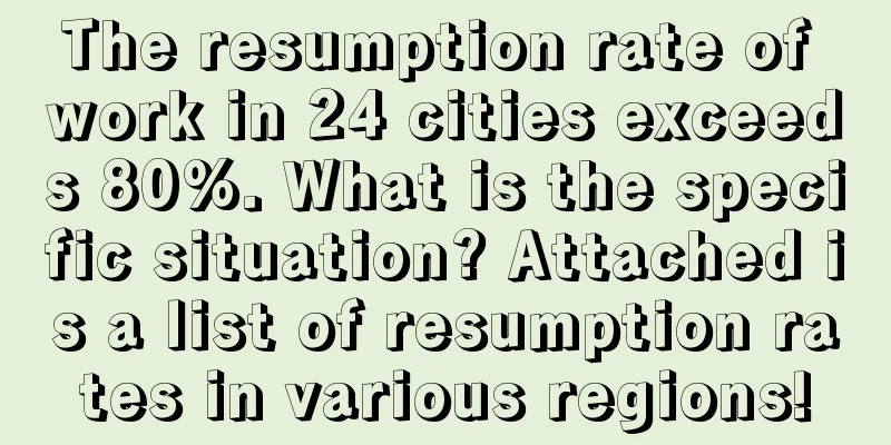 The resumption rate of work in 24 cities exceeds 80%. What is the specific situation? Attached is a list of resumption rates in various regions!