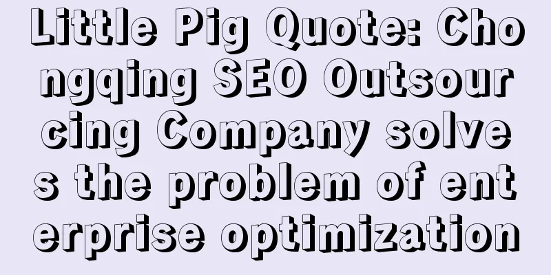 Little Pig Quote: Chongqing SEO Outsourcing Company solves the problem of enterprise optimization