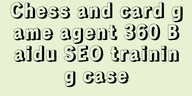 Chess and card game agent 360 Baidu SEO training case