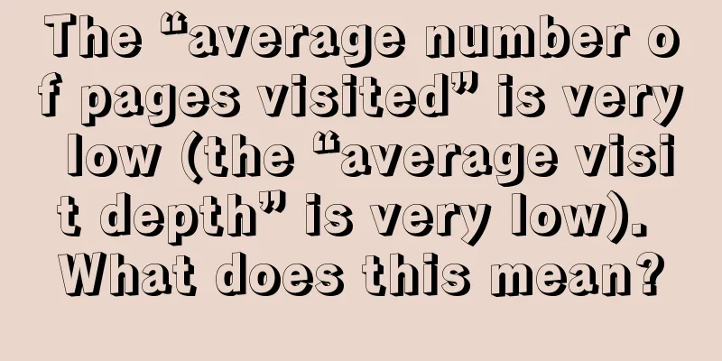 The “average number of pages visited” is very low (the “average visit depth” is very low). What does this mean?