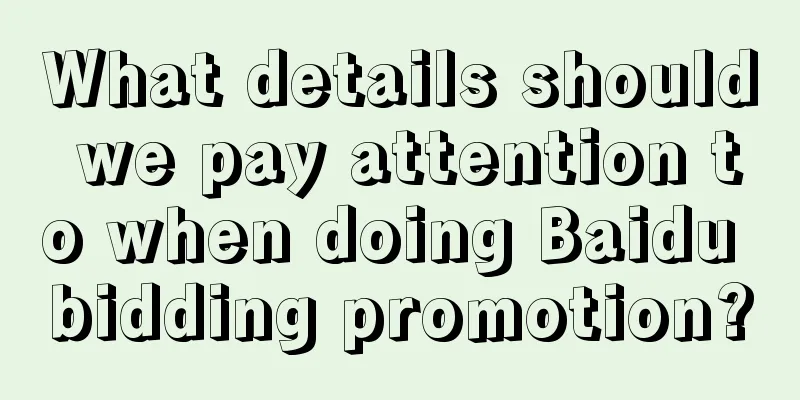 What details should we pay attention to when doing Baidu bidding promotion?