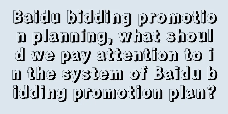 Baidu bidding promotion planning, what should we pay attention to in the system of Baidu bidding promotion plan?