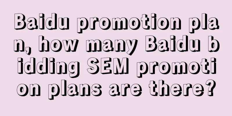 Baidu promotion plan, how many Baidu bidding SEM promotion plans are there?