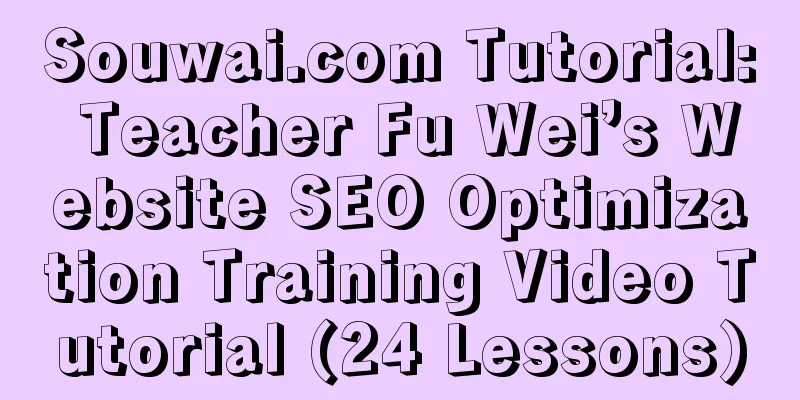 Souwai.com Tutorial: Teacher Fu Wei’s Website SEO Optimization Training Video Tutorial (24 Lessons)