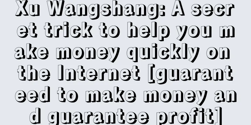 Xu Wangshang: A secret trick to help you make money quickly on the Internet [guaranteed to make money and guarantee profit]