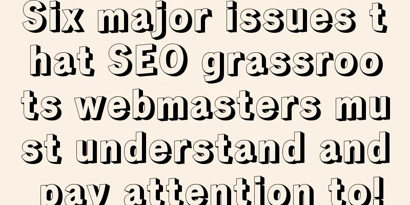 Six major issues that SEO grassroots webmasters must understand and pay attention to!