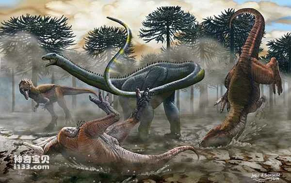 The world's largest dinosaur skeleton fossil (20 meters tall and weighing 77 tons)